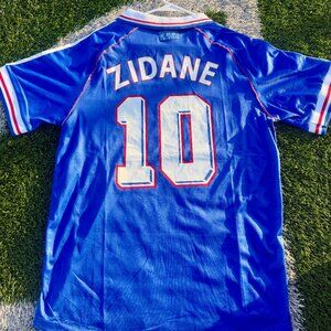 France 1998 Zidane #10 Away Retro Soccer Jersey Blue
